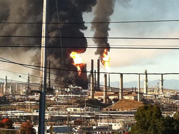 Reader Toni Hanna took this on Marine St. in Pt. Richmond just west of 580 on August 6th, just after the Chevron refinery fire.. 'It seemed to take forever for the sirens to sound and for fire trucks to get there,' she writes.